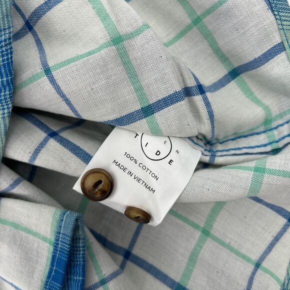 NWT Even Tide Long Sleeve ButtonUp Plaid Shirt Double Chest Pockets Small Tall - Picture 5 of 6